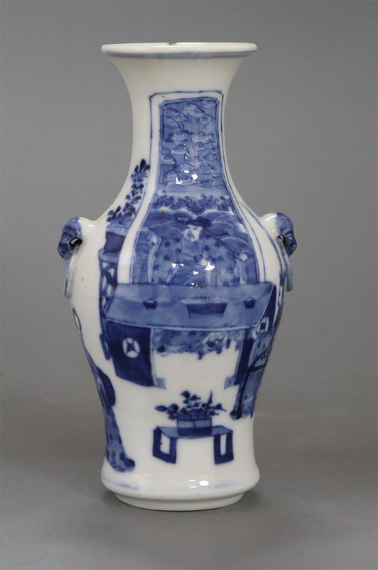 A Chinese blue and white baluster vase height 15cm
